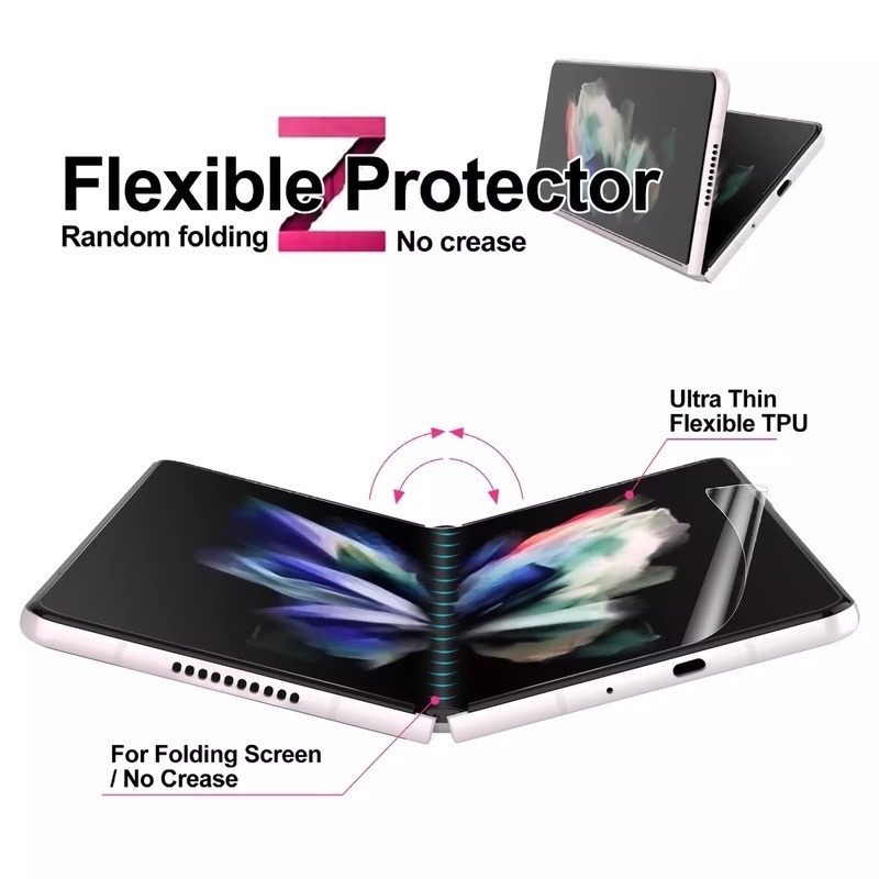 3pcs / set Film Pelindung Layar Hydrogel Anti Jatuh Untuk Samsung Galaxy Z Fold 3