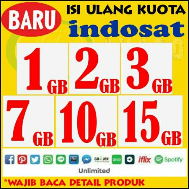Paket Data Indosat Unlimitid 1GB 2GB 3GB 7GB 10GB 15GB