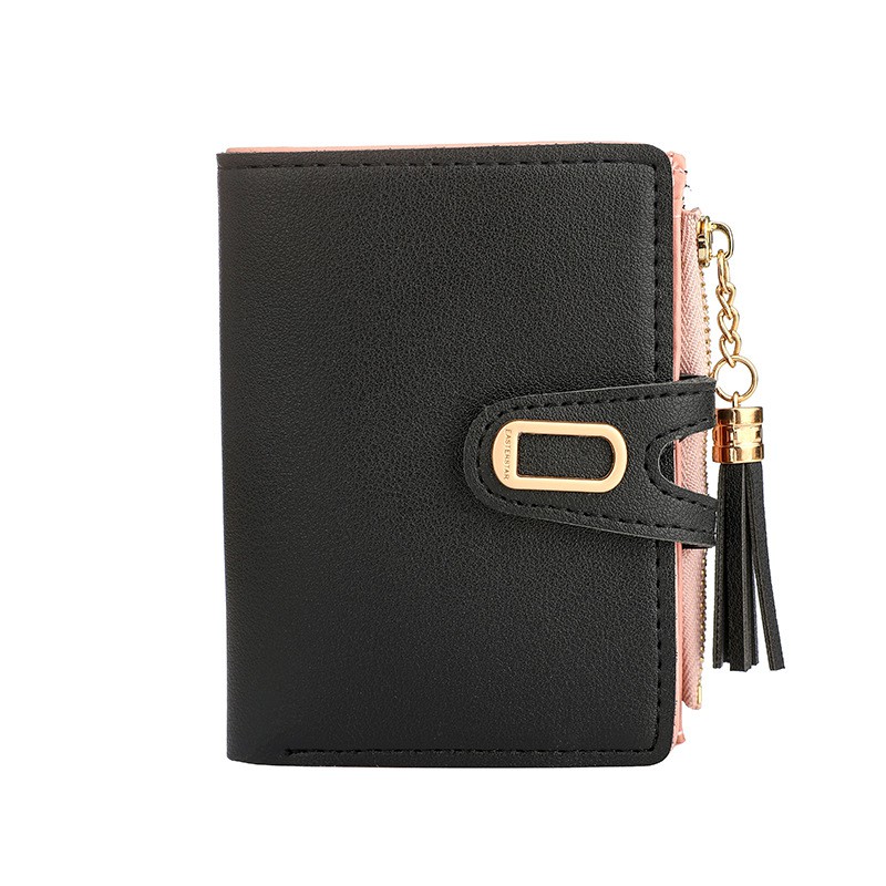 Dompet wanita cewek multi fungsi gesper dengan multi kartu bahan premium import hitam pink abu DC014