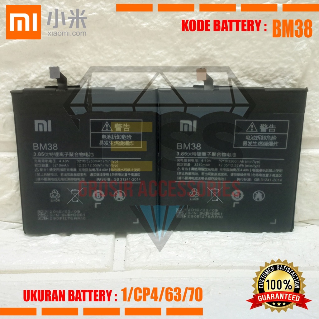 Baterai Battery Batre Original Xiaomi BM38 &amp; BM-38 For type HP Xiao mi MI4S - Mi 4S - 2015911