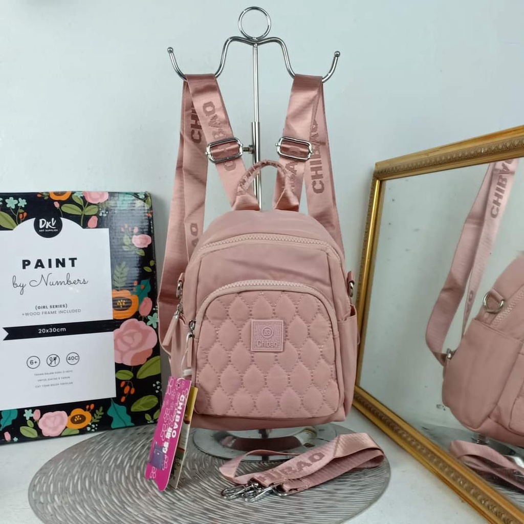 Tas Ransel Chibao 2030-AB size 25x10x21 cm. Tas Wanita Tas Ransel Wanita import Tas Chibao ORI Terbaru bahan kanvas halus BISA BAYAR DITEMPAT!!!!