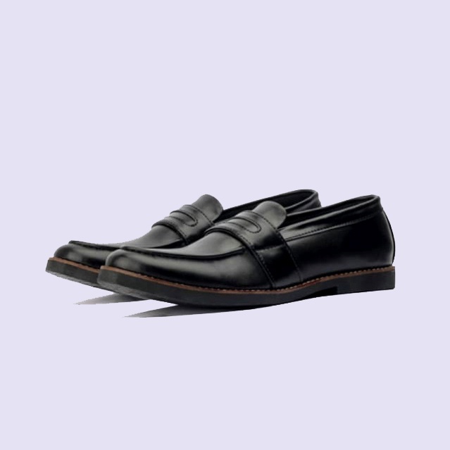 OXFORD BLACK LOAFER KULIT | Sepatu Pantofel Pria Big Size 43-48 Ukuran Jumbo-Kaki Besar Loafers Slip On Kasual Formal