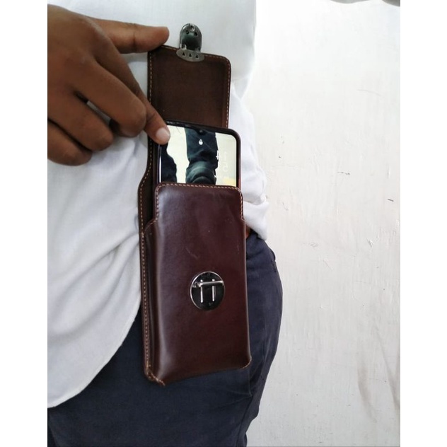 Dompet hp pinggang single kulit asli classic