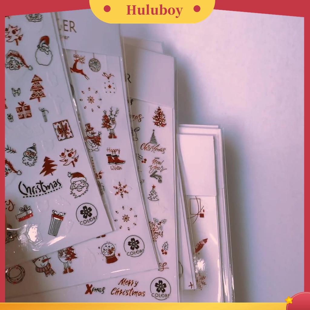 Huluboy Huluboy♡ Stiker Kuku Motif Snowflake Natal Untuk Manicure