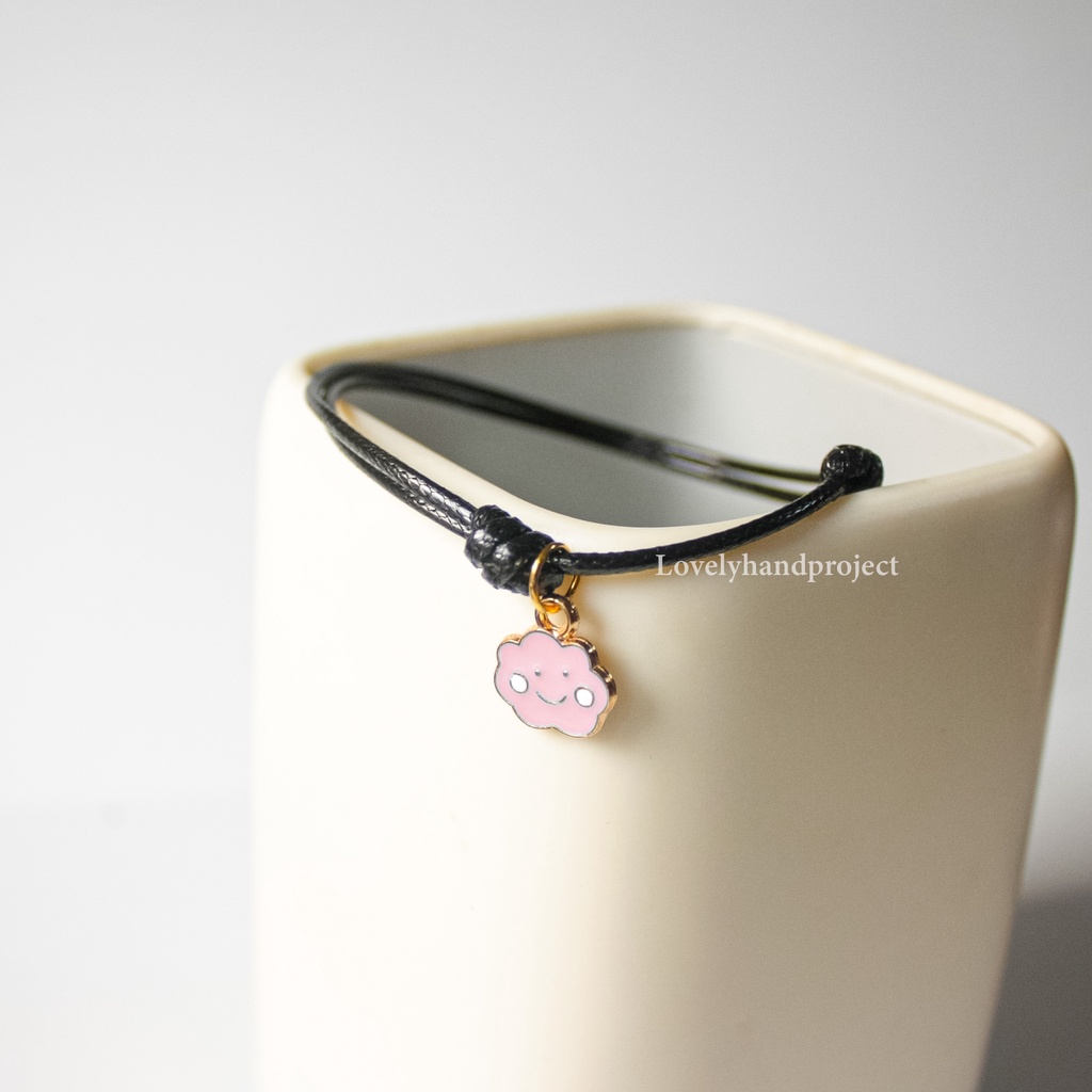 Gelang Sahabat Karaketer Awan Lucu Liontin Simple Tali Waterproof dan Lembut Tiga Pilihan Warna Couple Bestie Charm Enamel Epoxy