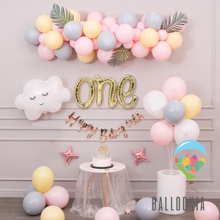 Balloon Set Balloon Birthday One Link Rose Gold Chain / Balon Dekorasi Ultah