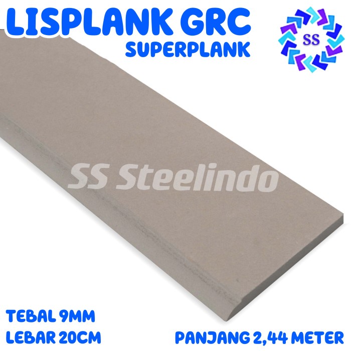 PAPAN LISPLANK / LISPLANG GRC ASLI MODEL POLOS-PROFIL (SUPERPLANK) TEBAL 9MM PANJANG 2,4 METER