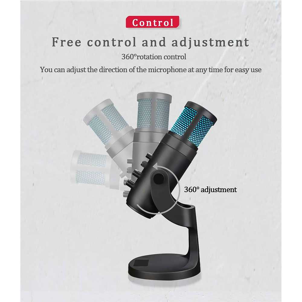 LEORY Microphone Condenser USB Mikrofon Kondensor RGB Light - JD-950 ( Al-Yusi )