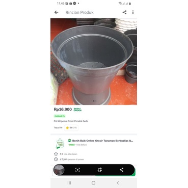 Pot Jumbo Pot Bunga 40 HITAM POLOS