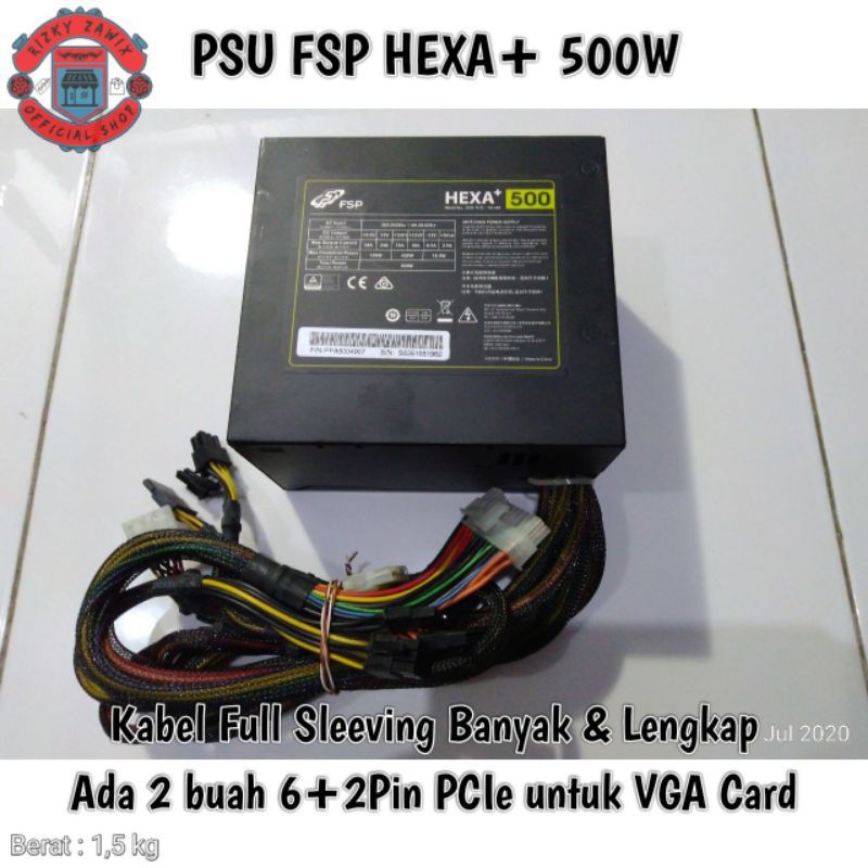 PSU FSP HEXA+ 500W • Power Supply Unit PC Komputer 500Watt 8Pin PCIe Kualitas Bagus Meet 80Plus Pure