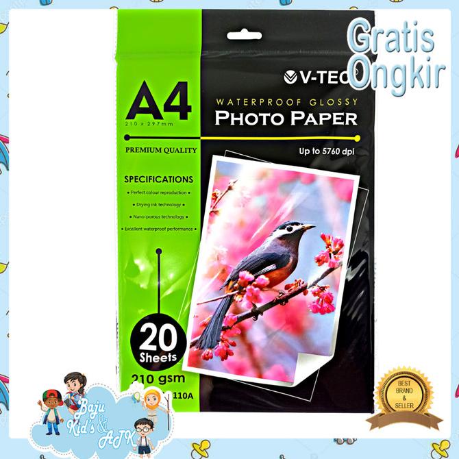 

Big Sale Kertas Foto / Glossy Photo Paper V-TEC Tebal 210 Gr Gsm Gram Big Sale