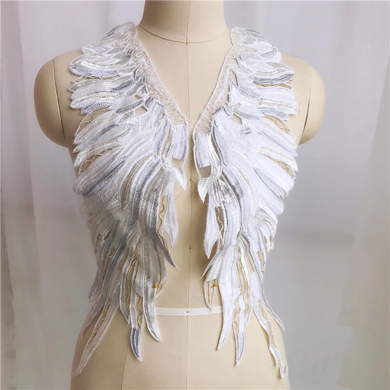 White Angel Wing Embroidered (One pair)