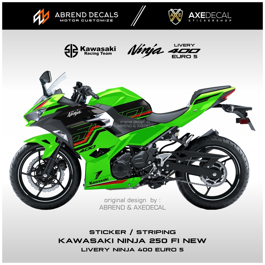 Striping Kawasaki Ninja Fi New Livery 400 Euro 5 / Stiker Motor New Ninja 250 Fi / Stock Decals