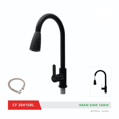 Kran Dapur / Sink Mixer Model Tarik Stainless SUS-304 Warna Hitam