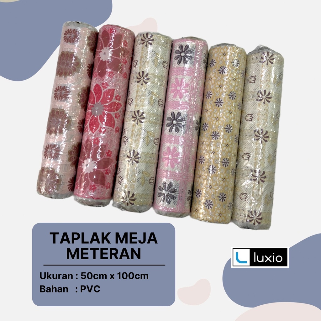 Taplak Meja Meteran / Taplak Meja Tamu PVC Anti Air / Taplak Meja Tamu Motif Bunga Random