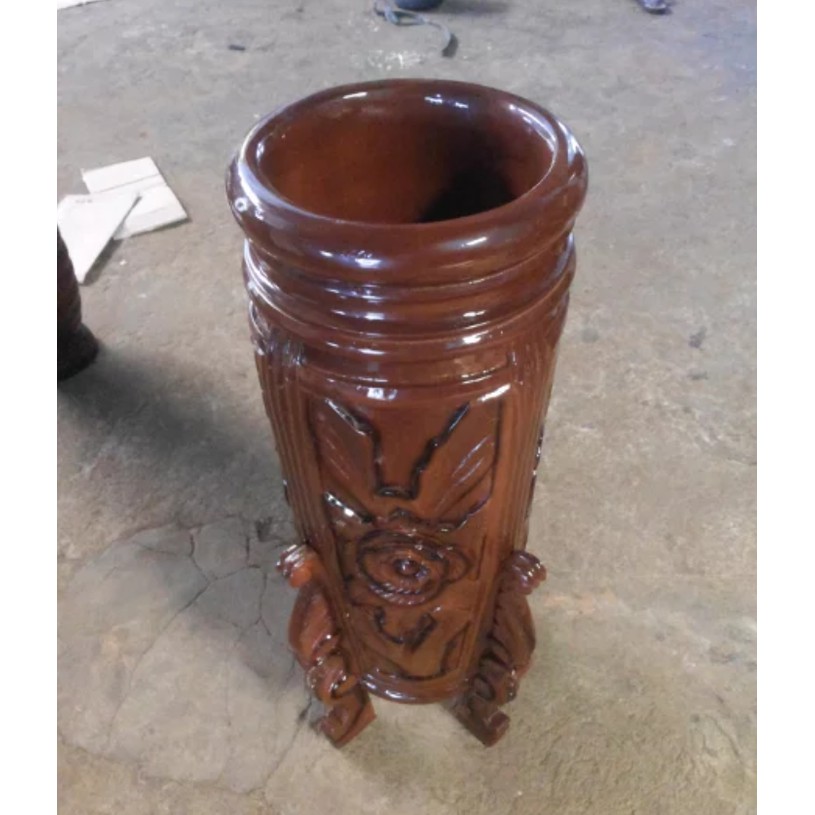 Guci Kayu Pot Kayu Jati Ukir Jujur Barokah Furniture Jepara