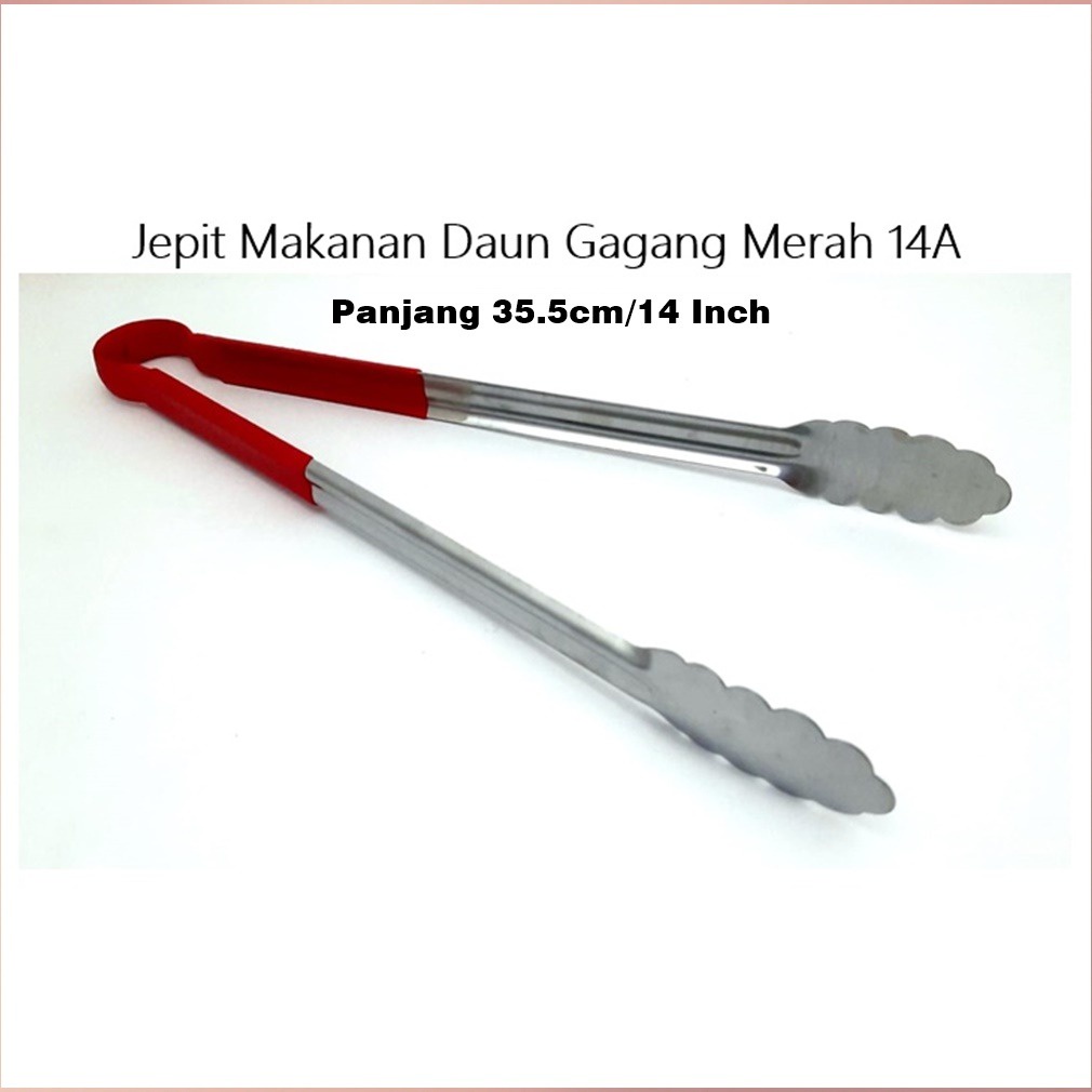 Jepit/Capit Makanan Daun Merah 14A 35.5cm &amp; 12A 30cm