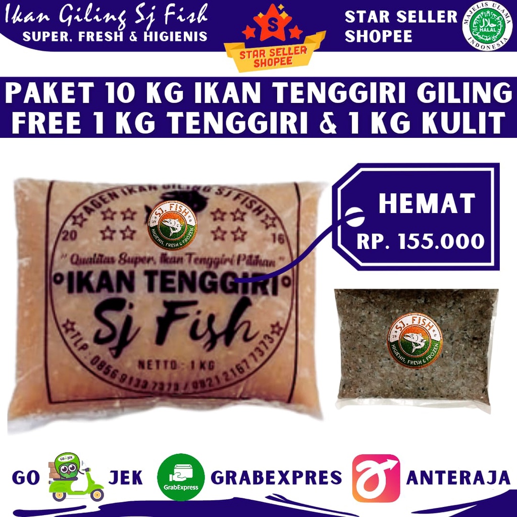 

10 KG IKAN TENGGIRI FREE 1 KG TENGGIRI DAN 1 KG KULIT