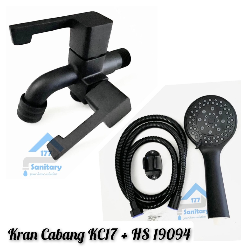 Paket Varian Black Series - Paket Set Kran Cabang dan Handshower Gede Hitam Variasi