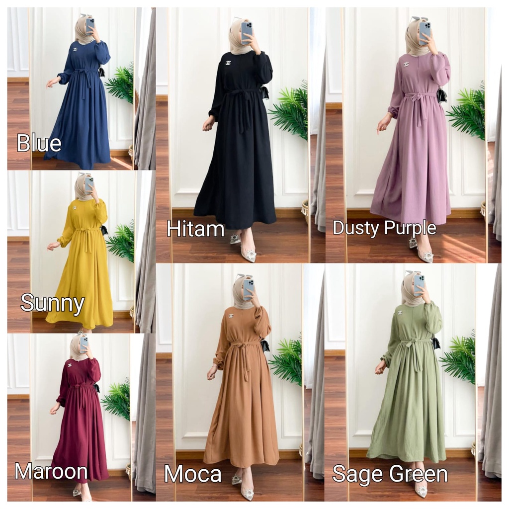 Fiana midi dress | midi dress wanita | gamis hits wanita