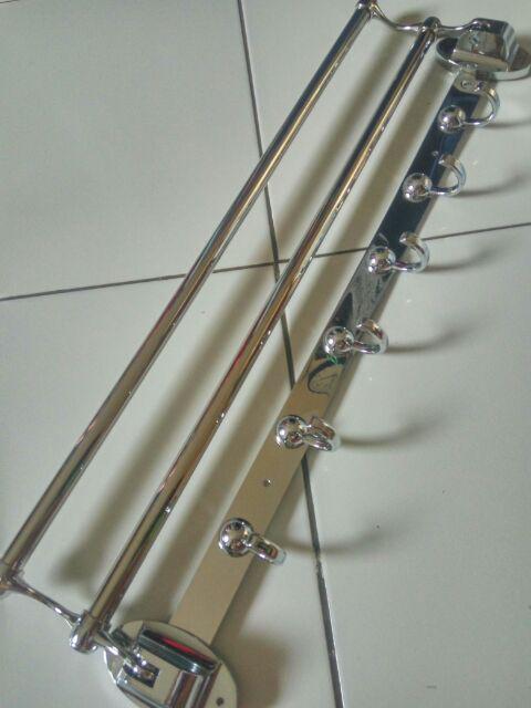 Rak Handuk Lipat Minimalis 2 Susun Fio 2020- Gantungan Stainless Double Towel Rack Fiorentino