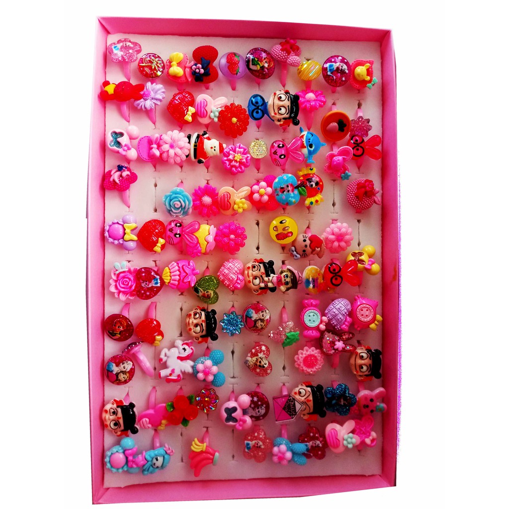 6 Buah Cincin Anak Fancy Motif dan Warna Campur