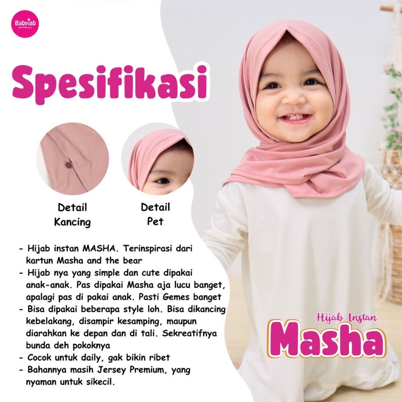 Babyjab Masha Hijab Anak Lucu Perempuan - Baby Jab Jilbab Cewek Usia 1 2 3 4 5 6 7 8 Tahun