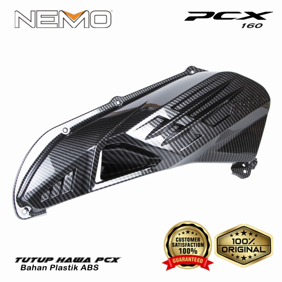 Tutup Cover Tameng Hawa Mesin Saringan Udara Aksesoris Variasi Honda New PCX 160 Carbon Nemo