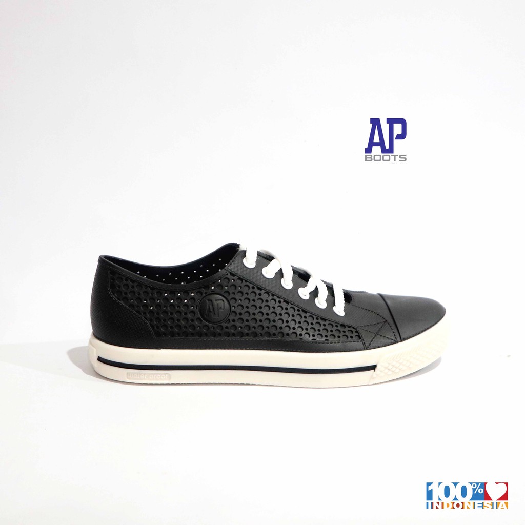 AP STAR BLACK/WHITE 38-42 - SEPATU SNEAKER PRIA CASUAL - AP BOOTS