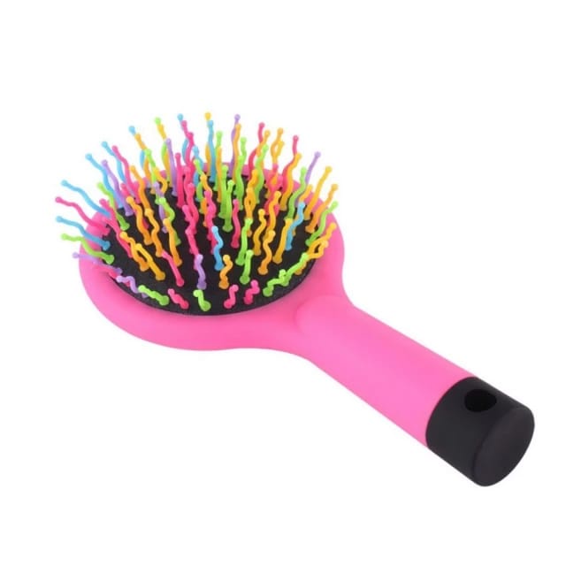 Yamata Sisir Cermin Kaca Gigi Sisir Wavy Rainbow Sisir Bulat Warna Sisir Pijat Kepala Ukuran Besar Gigi Sisir Full Color Sisir Perawatan Anti Kusut 2 in 1 Sisir dan Cermin