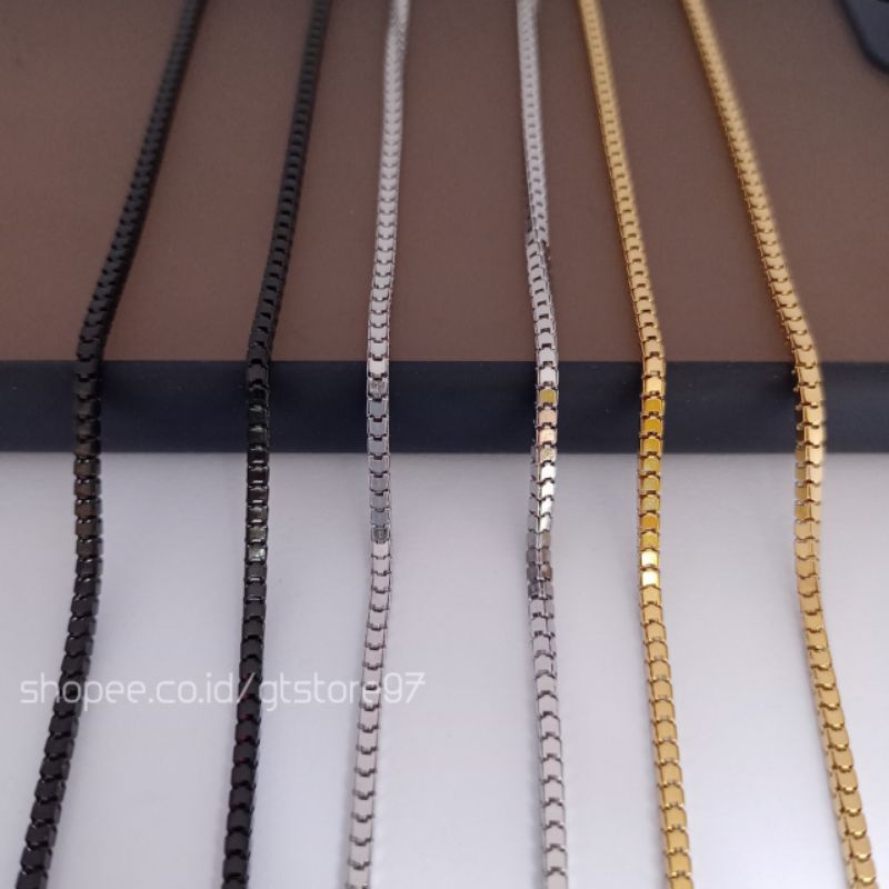 Kalung Titanium Pria Wanita Cowok Cewek Kalung Anti Karat Kalung Milano kaca