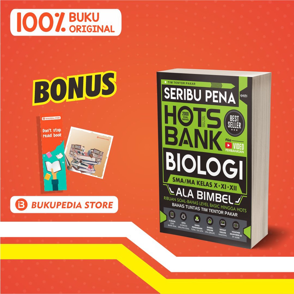 

BUKU BIOLOGI SMA/MA : SERIBU PENA HOTS BANK (EMC) BONUS BOOKMARK, STICKER