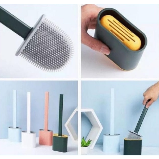 Sikat Toilet/WC Silikon Dengan Dudukan Tutup