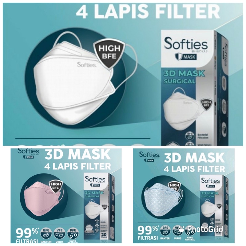 Masker Softies 3D Surgical Mask Model KF94 original