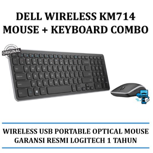 Jual Dell KM714 Wireless Keyboard and Mouse Combo Black Original