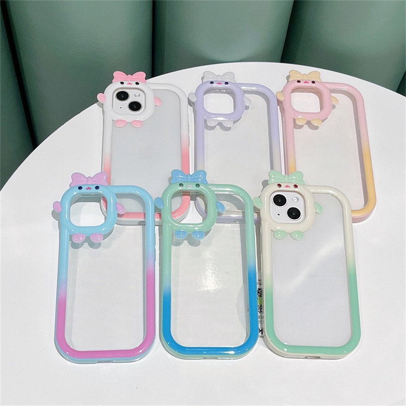 Soft Case Silikon TPU Transparan Warna Gradasi Untuk iPhone 13 12 11 Pro Max X Xr Xs Max 8 7 6 6s Plus