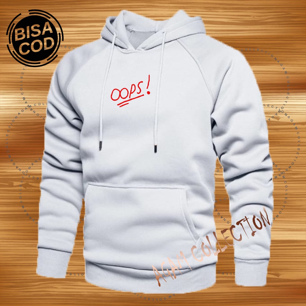 Agam collection Sweater Hoodie Distro Oops Premium Text Merah Atasan Pria Wanita Big Size