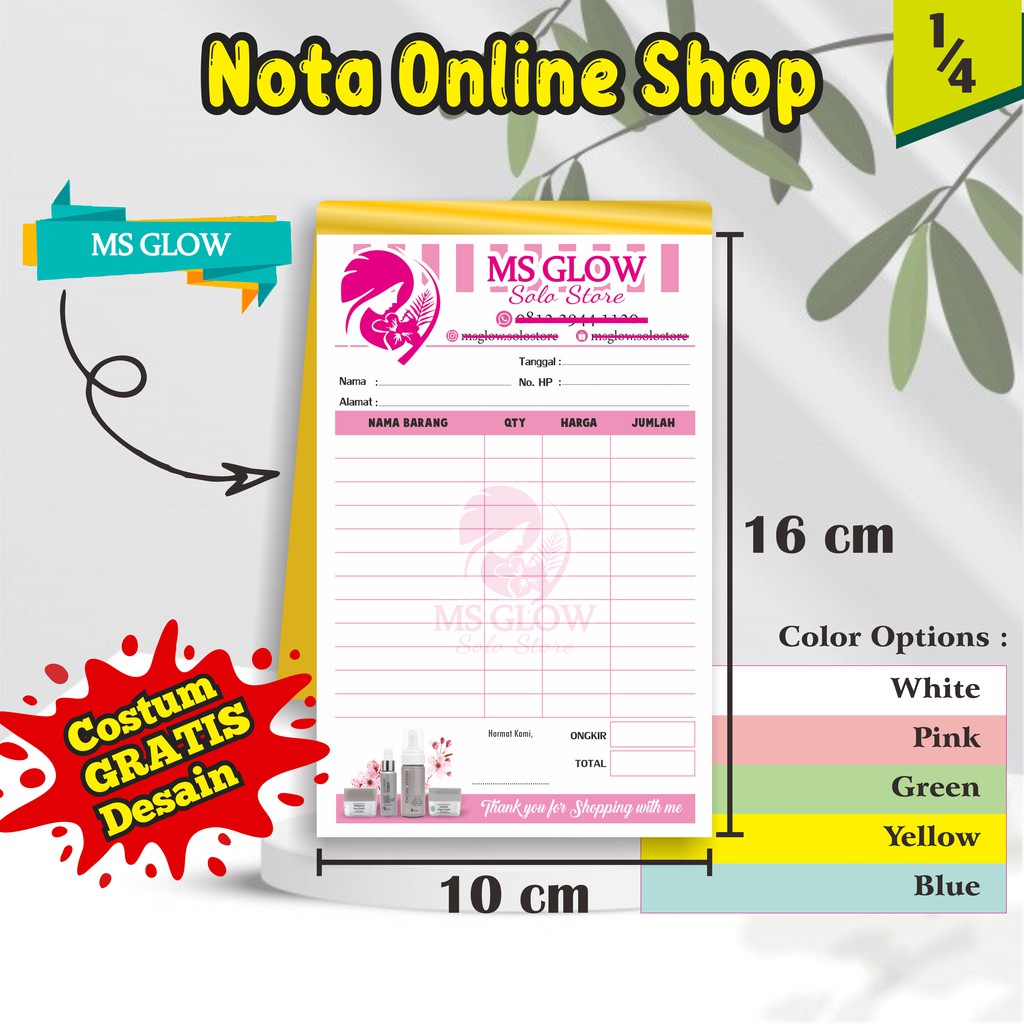 

Nota Kekinian Custom 1/4 rangkap Terjangkau Desain Gratis