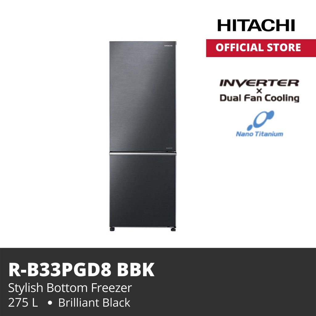 Kulkas hitachi R-B33PGD8 BBK  275 L BOTTOM FREZER