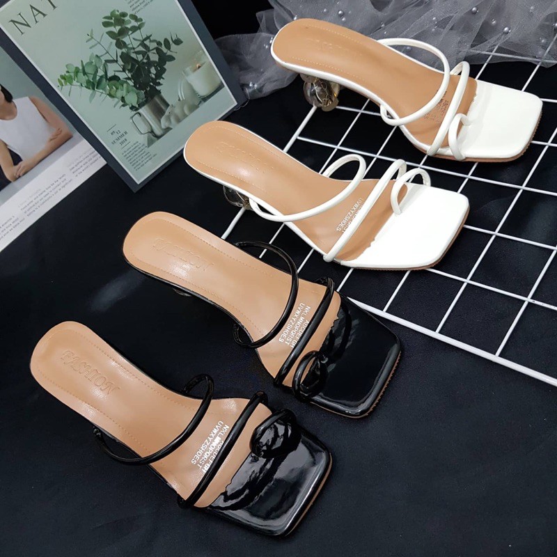 Strappy heels Import high quality unique pump sepatu wanita hak tahu fashion shoes kerja casual