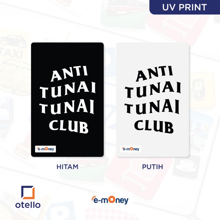 Kartu eMoney Anti Tunai Club | e-Money Card eToll Mandiri Print (OD1) - Print 1 Sisi, Putih