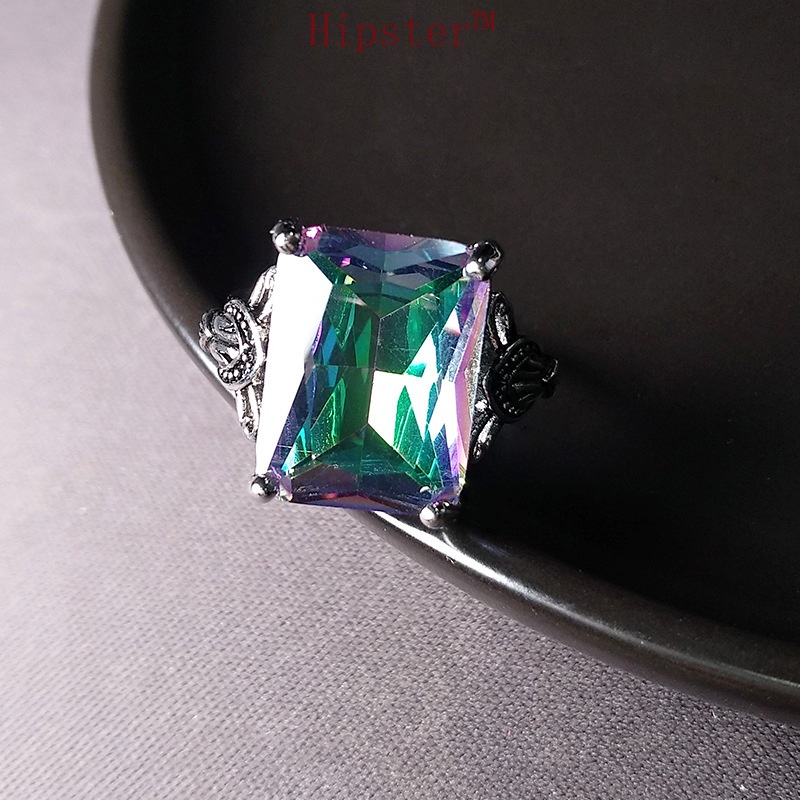 Hot Fashion Personality Luxury Inlaid Square Diamond Inspheration Adjustable Ring