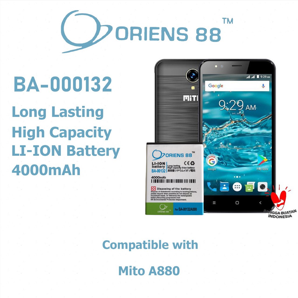 (P) Baterai batre battery Mito A990 / A880 BA 00132 Double power/IC oriens88