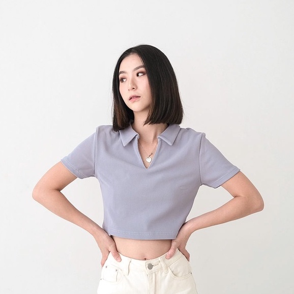 [TAVIA] JIRO KNIT POLO / BAJU CROP WANITA / KAOS CROP WANITA-7