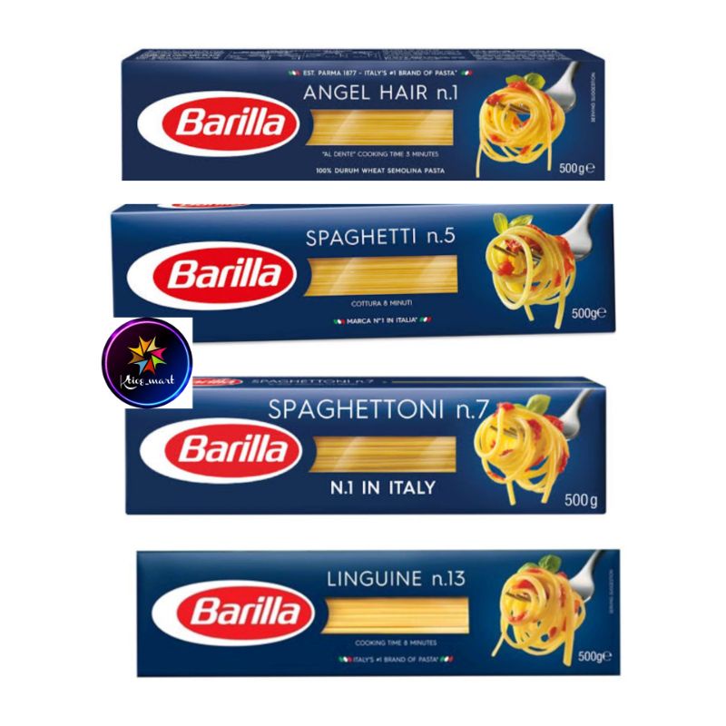 

Barilla 500gr Angel Hair N.1/Spaghetti N.5/Spaghettoni N.7/Linguine N.13/Import