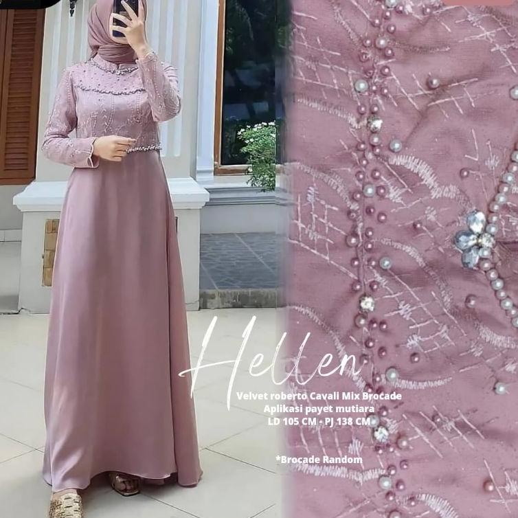 (TERPERCAYA) dress brukat pesta / dress brukat modern / gamis pesta / dress nikahan / gamis brukat t