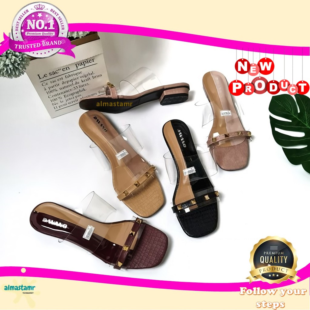 Sandal Wanita Hak tahu 3cm Mika Motif Piramid Sendal High heels Wanita Dewasa Pesta Original ALMAS53