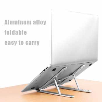 Stand Laptop Macbook Notebook Tablet IPAD Mac Dudukan Lipat Bahan Aluminium Foldable Adjustable 6 Height / Holder Peninggi Penyangga Laptop Universal Portable Foldable Invisible Berkualitas Kuat Tahan Panas Nyaman Penopang Laptop Lipat Standing Murah