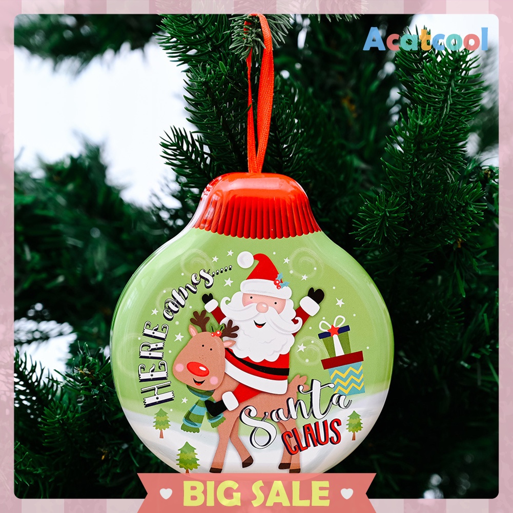 Christmas Candy Tin Box Tinplate Can Hanging Children Gift Packing Case