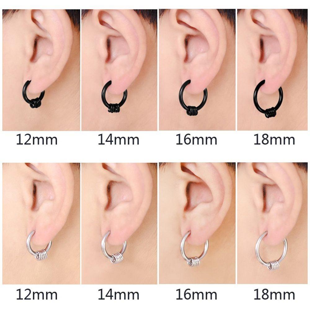 Needway Anting Besar Besar Hypoallergenic Pria Titanium Lingkaran Kecil Anti Karat 10-18mm Aksesoris